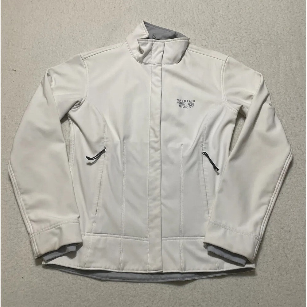 Mountain‎ Hard Wear Womens Jacket Coat Medium White Full Zip Soft Shell Fleece